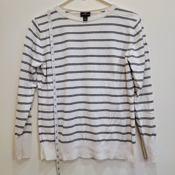 Worthington Womens CrewNeck Long Sleeve Sweater Large White/Black - Picture 3 of 6